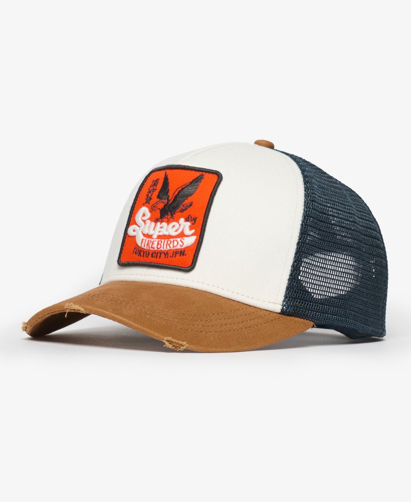 boné trucker de tela em denim co marrom tabaco