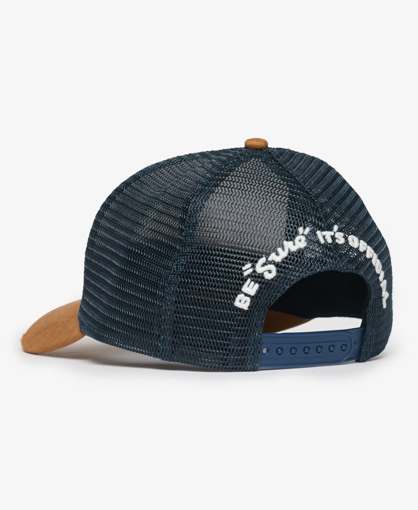 boné trucker de tela em denim co marrom tabaco