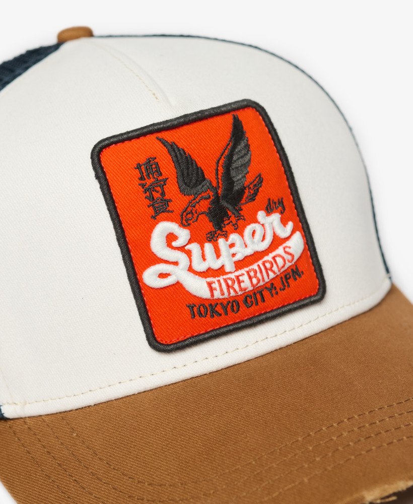 boné trucker de tela em denim co marrom tabaco