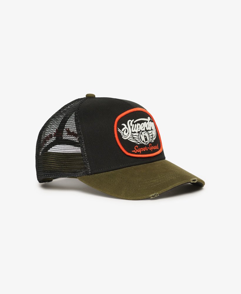 boné trucker de tela verde militar novo