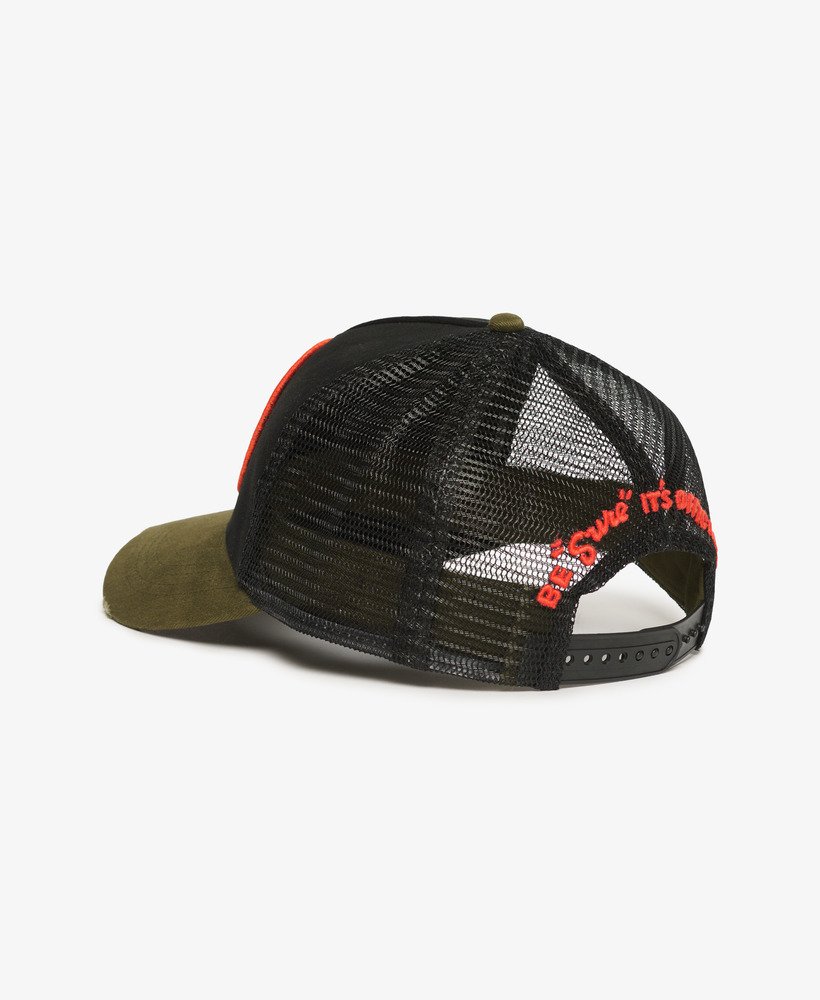 boné trucker de tela verde militar novo