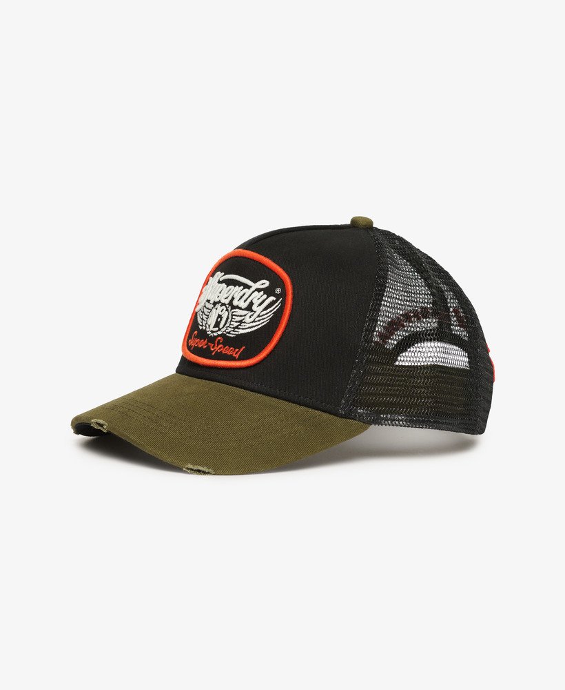 boné trucker de tela verde militar novo