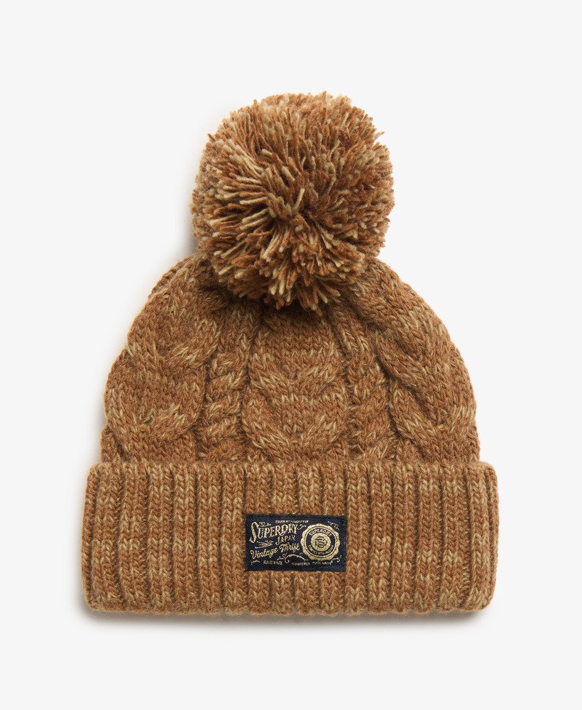 gorro chunky cable na cor island toffee twist
