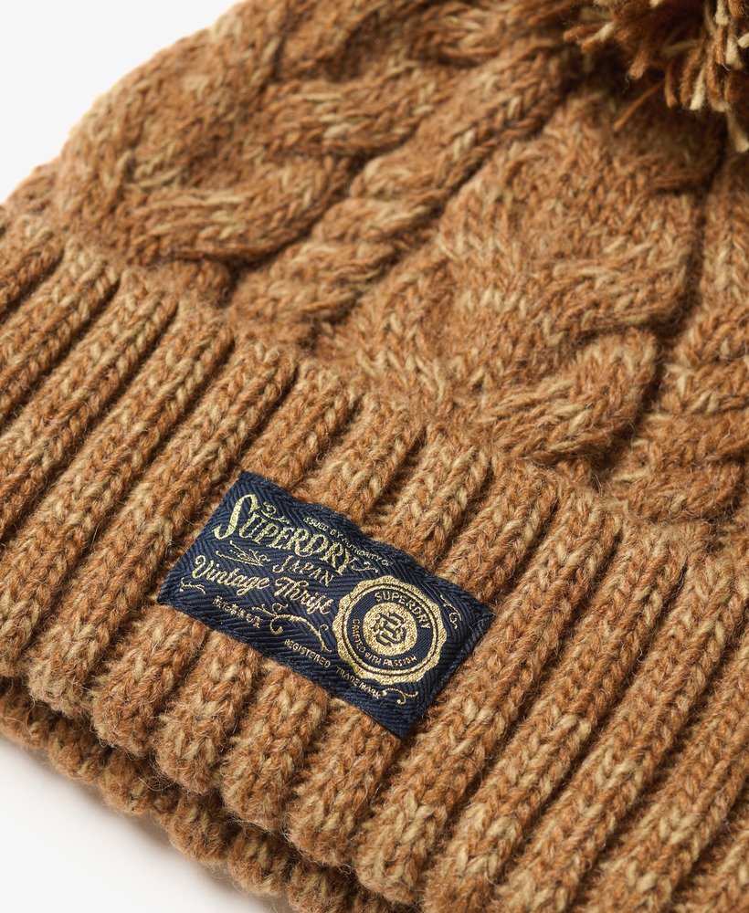 gorro chunky cable na cor island toffee twist