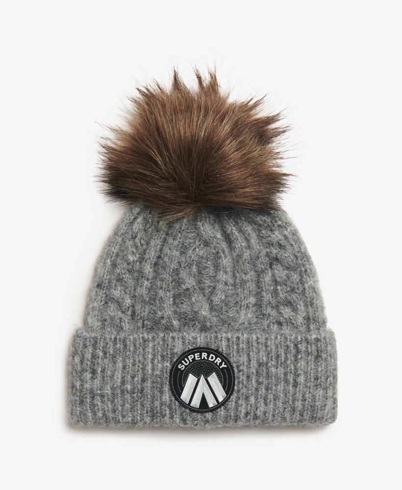 gorro de malha trançada luxe na cor cinza mescla escandinavo