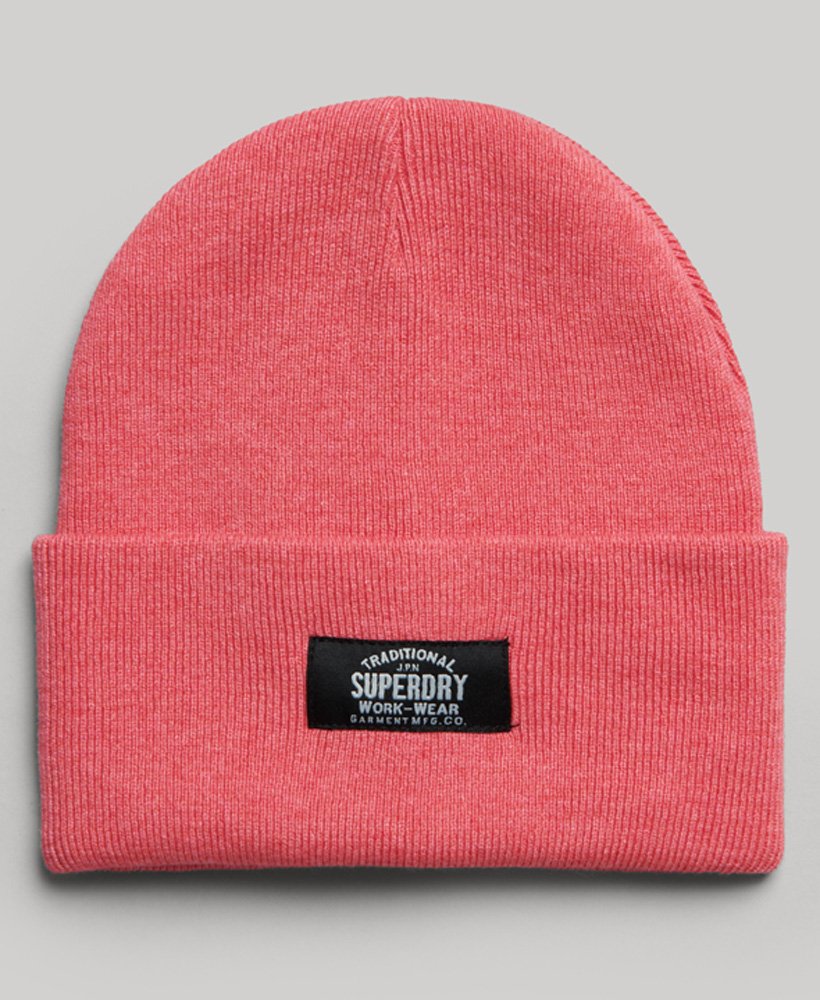 gorro clássico de tricô na cor rosa mesclado estilo camping.