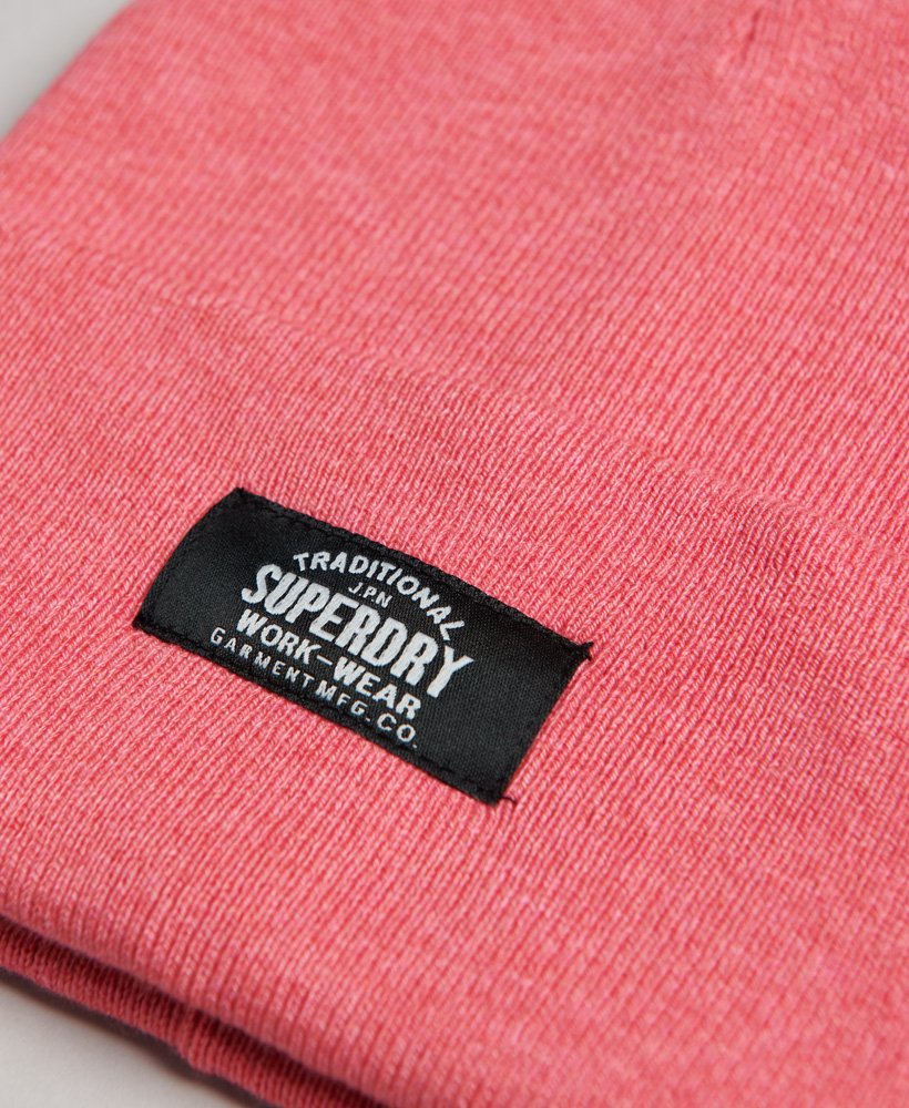 gorro clássico de tricô na cor rosa mesclado estilo camping.