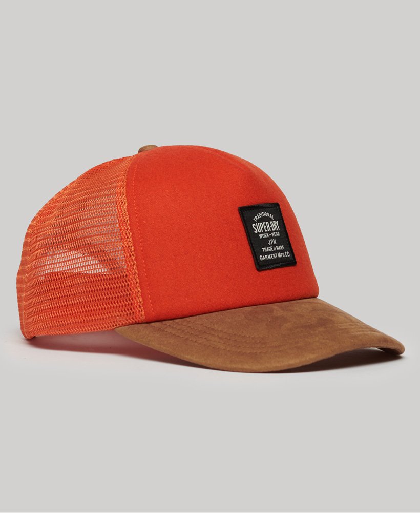 boné trucker vintage com estampa na cor laranja purê de abóbora