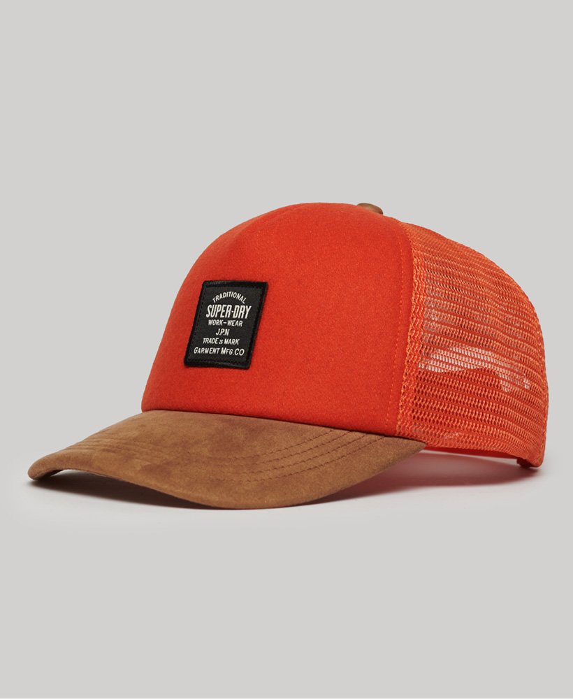 boné trucker vintage com estampa na cor laranja purê de abóbora