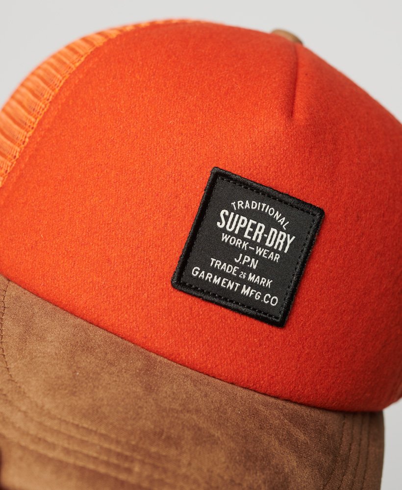 boné trucker vintage com estampa na cor laranja purê de abóbora