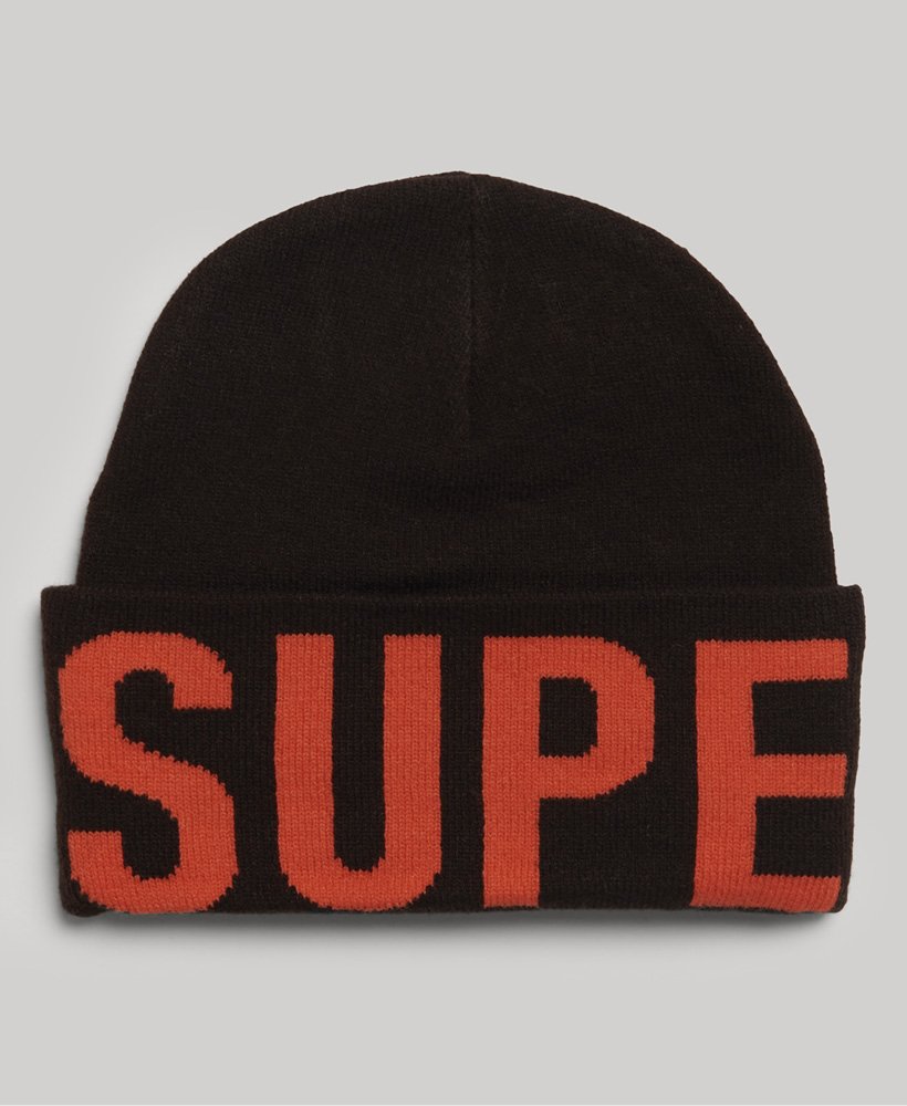 gorro de malha com a marca na cor marrom carvalho escuro