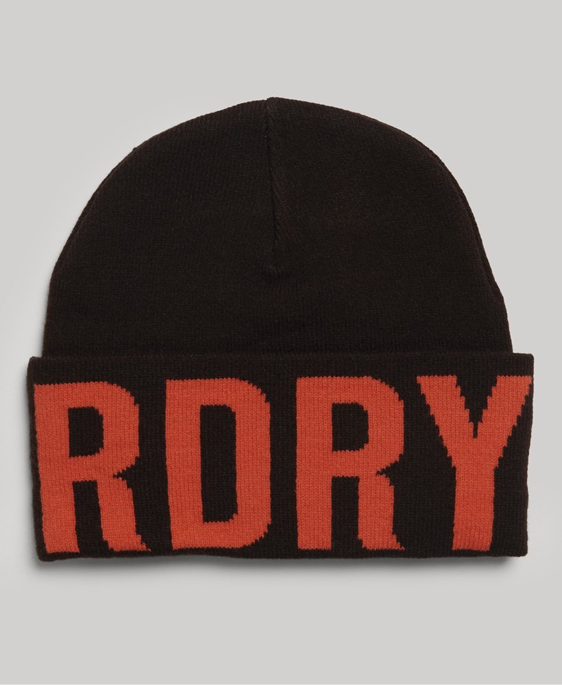 gorro de malha com a marca na cor marrom carvalho escuro
