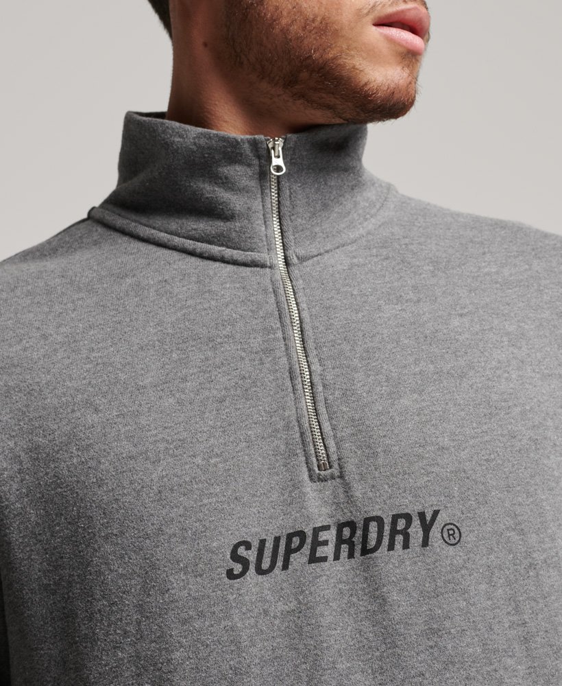 moletom code core sport com meio zíper na cor cinza escuro mesclado.