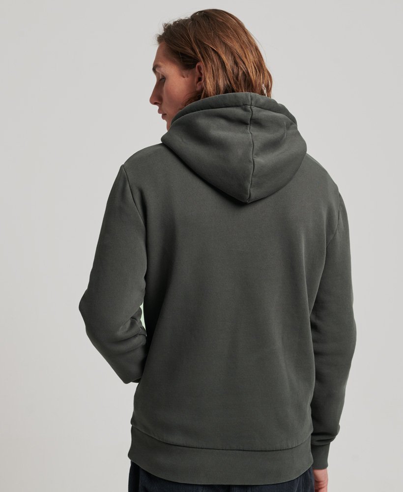 moletom com capuz vintage com logo neon na cor cinza carbono