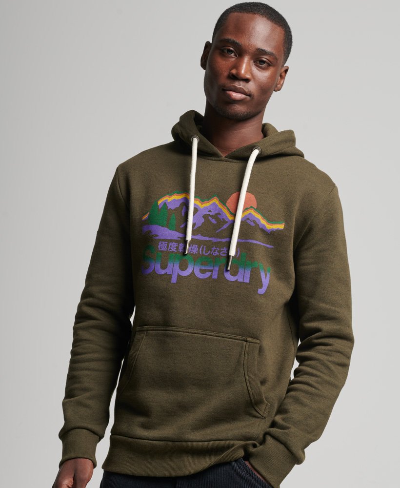 moletom com capuz vintage core logo great outdoors na cor cáqui grit de inverno