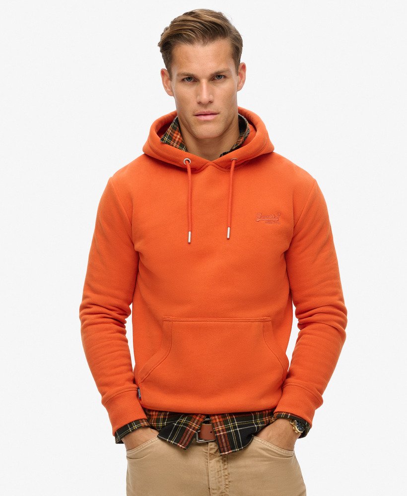 moletom com capuz essential logo em denim co laranja ferrugem
