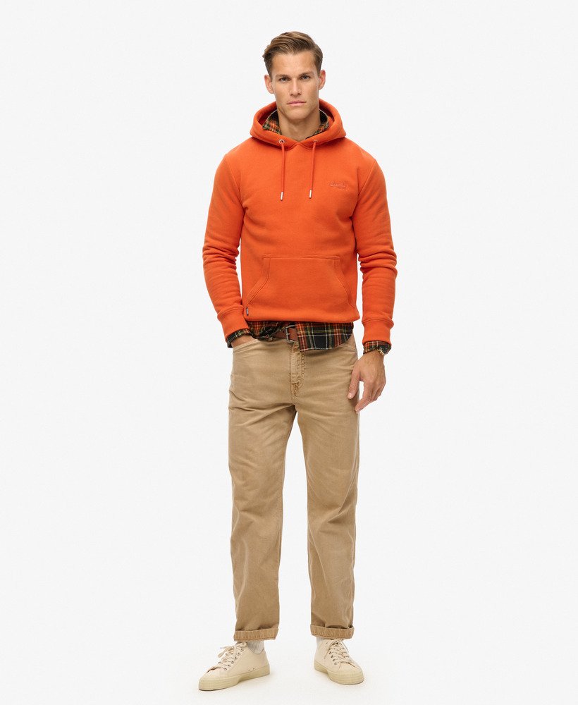 moletom com capuz essential logo em denim co laranja ferrugem