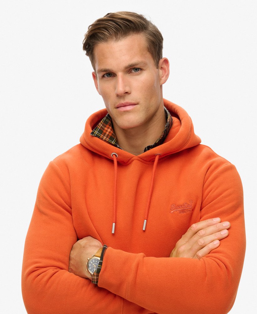 moletom com capuz essential logo em denim co laranja ferrugem
