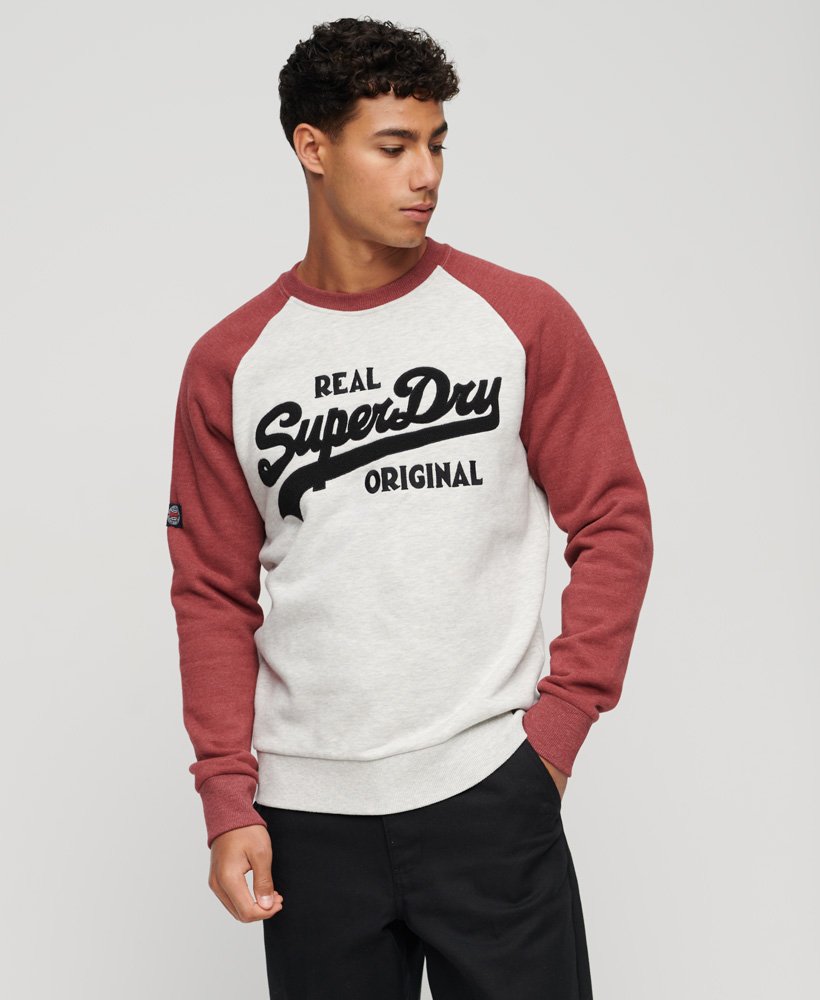 moletom raglan com gola redonda e logo vintage da athletic em cinza mesclado glacierruibarbo mesclado