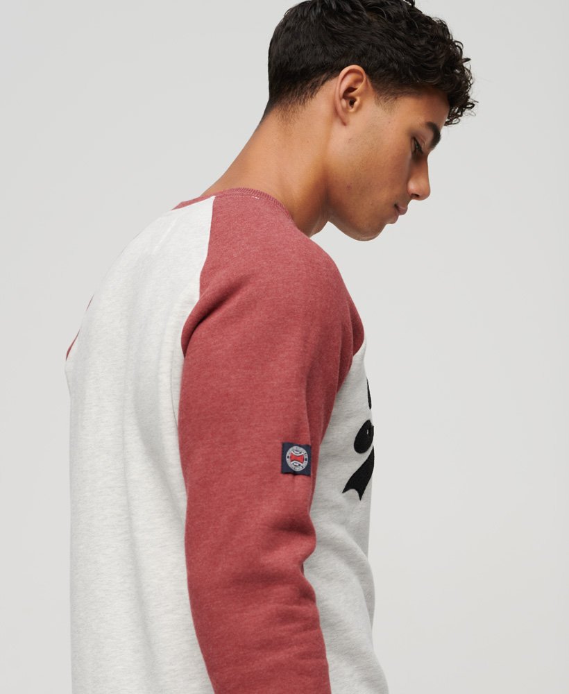moletom raglan com gola redonda e logo vintage da athletic em cinza mesclado glacierruibarbo mesclado