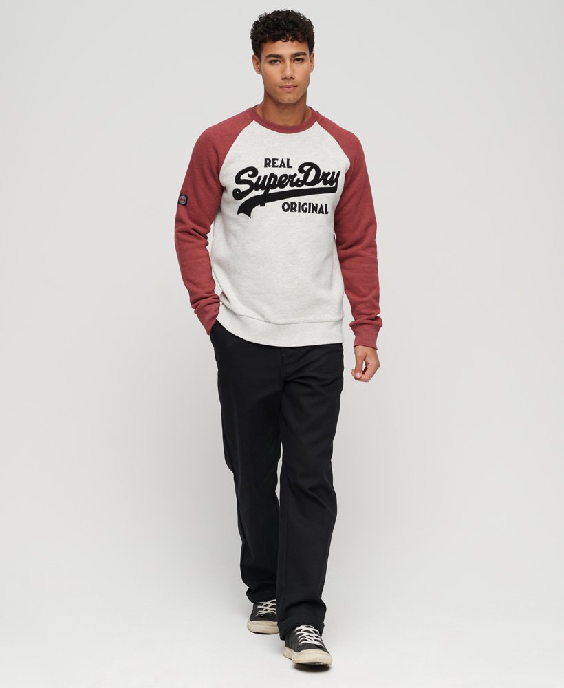 moletom raglan com gola redonda e logo vintage da athletic em cinza mesclado glacierruibarbo mesclado
