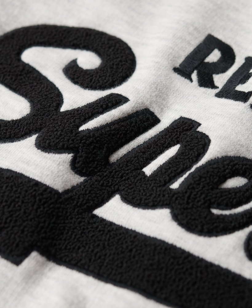 moletom raglan com gola redonda e logo vintage da athletic em cinza mesclado glacierruibarbo mesclado