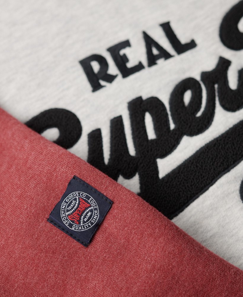 moletom raglan com gola redonda e logo vintage da athletic em cinza mesclado glacierruibarbo mesclado