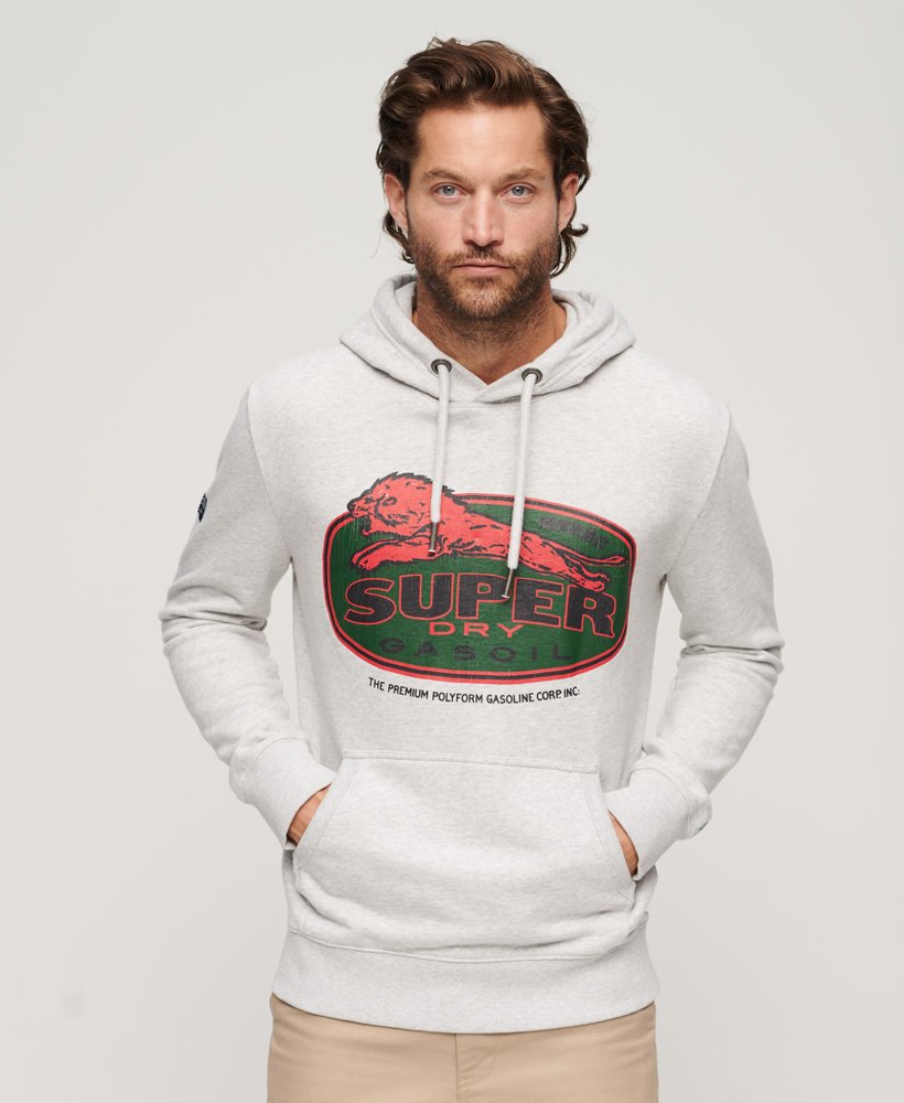 moletom com capuz e estampa do logo da workwear na cor cinza mesclado glacier
