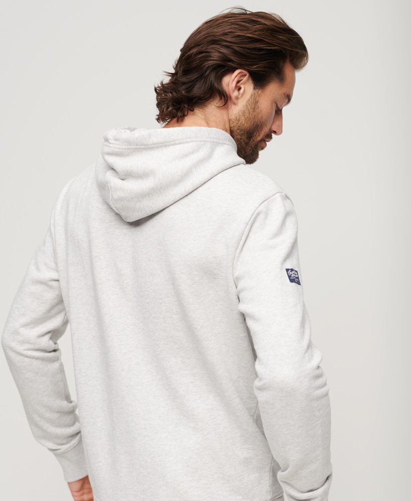 moletom com capuz e estampa do logo da workwear na cor cinza mesclado glacier