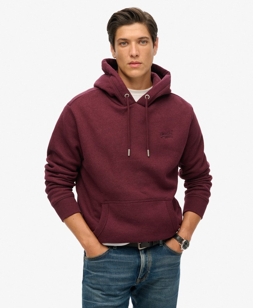 moletom com capuz essential logo na cor track burgundy mescla