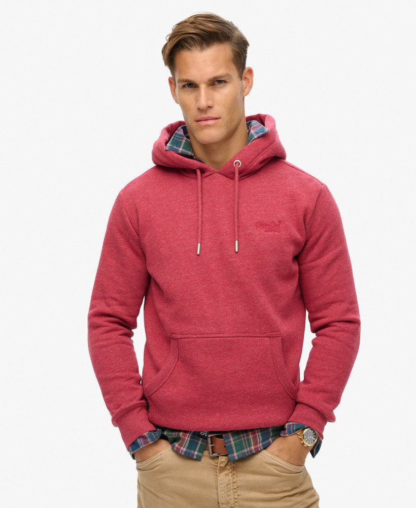moletom com capuz essential logo na cor vermelho mesclado.