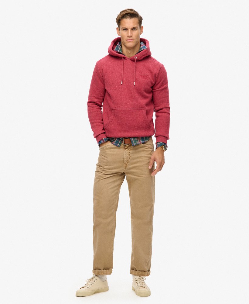 moletom com capuz essential logo na cor vermelho mesclado.
