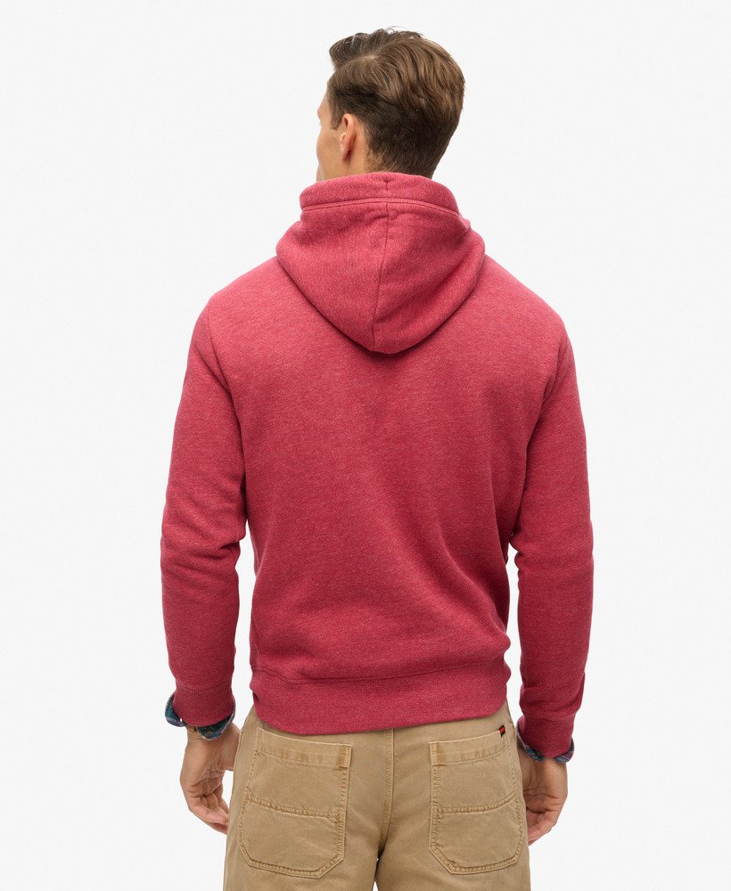 moletom com capuz essential logo na cor vermelho mesclado.