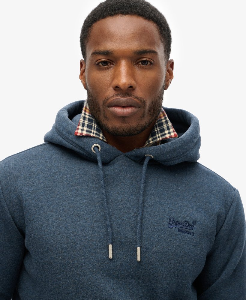 moletom com capuz essential logo na cor vintage navy mescla.