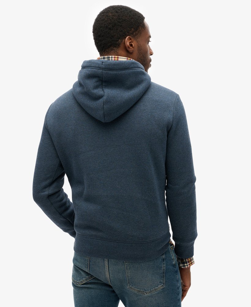 moletom com capuz essential logo na cor vintage navy mescla.