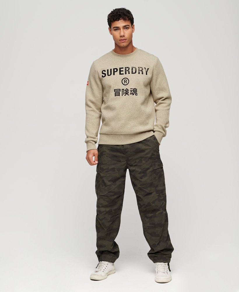 moletom workwear logo vintage crew em tons de marrom mesclado