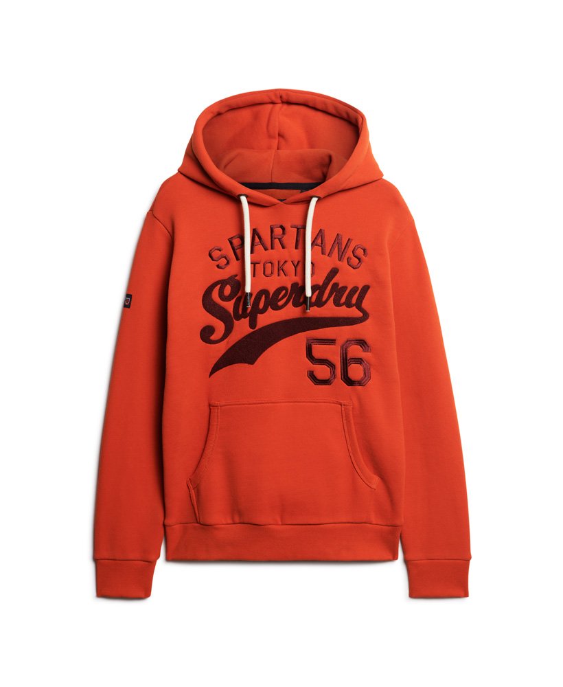moletom com capuz athletic script graphic em denim co laranja ferrugem