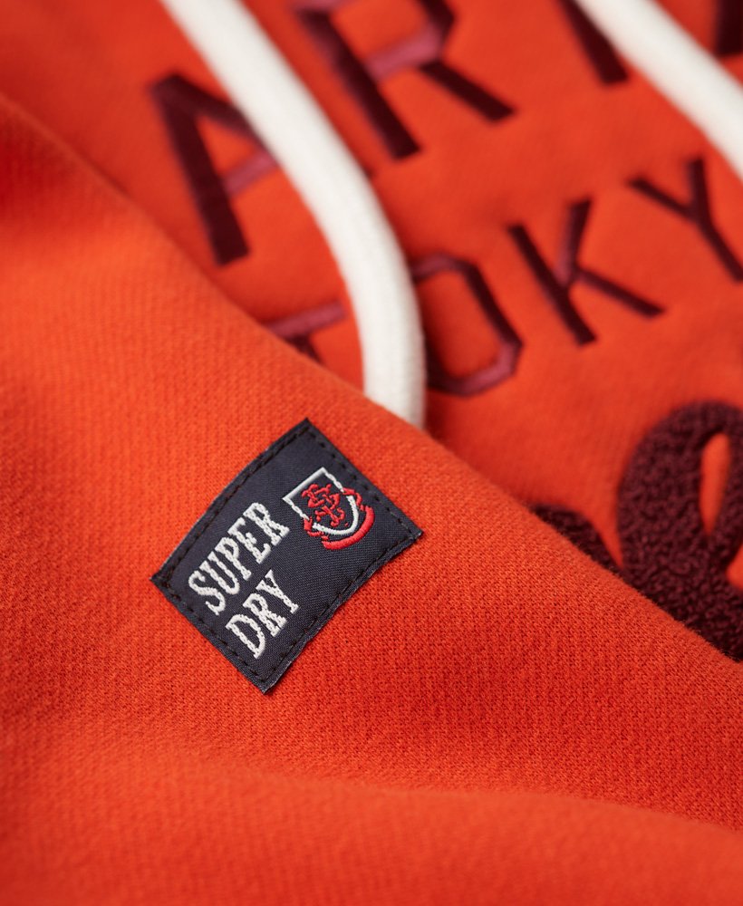 moletom com capuz athletic script graphic em denim co laranja ferrugem