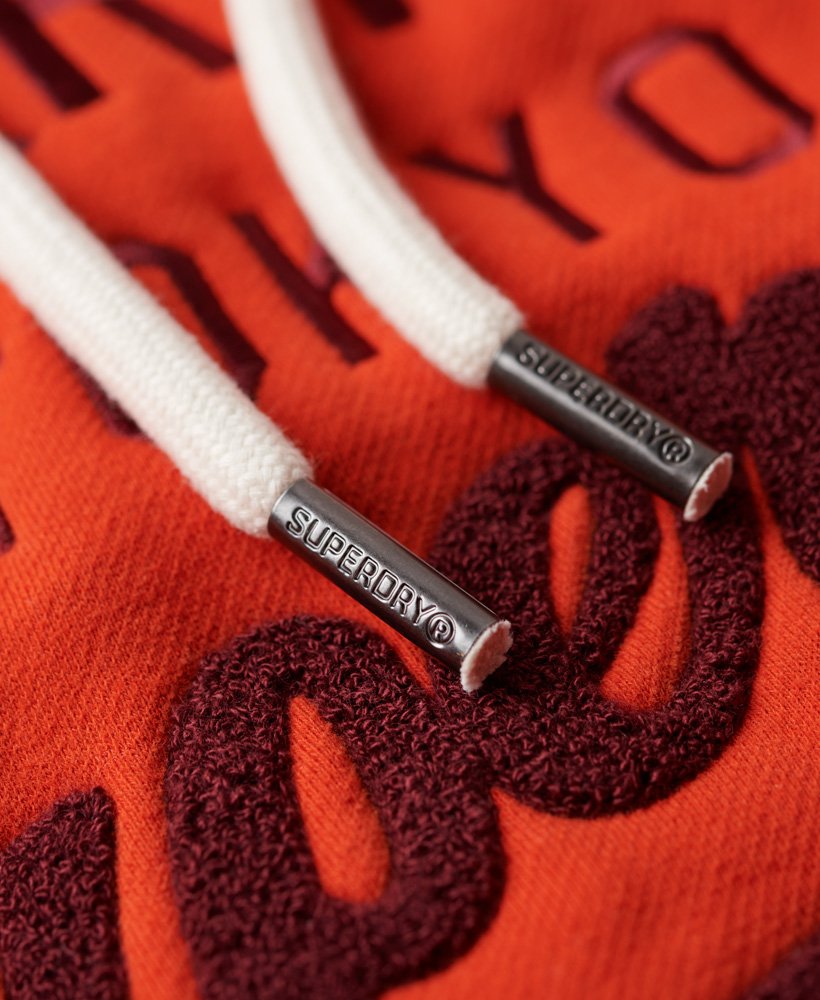moletom com capuz athletic script graphic em denim co laranja ferrugem