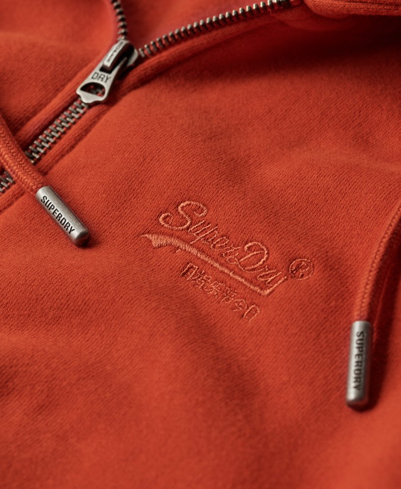 moletom com zíper e logo essencial da denim co na cor laranja ferrugem