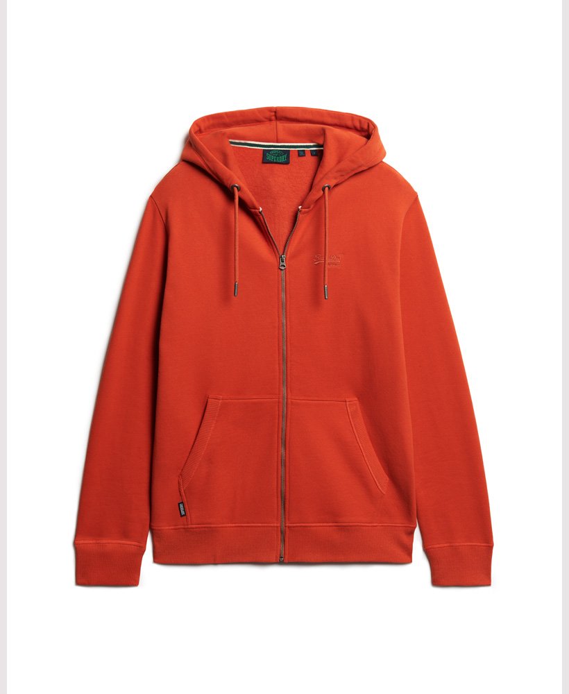 moletom com zíper e logo essencial da denim co na cor laranja ferrugem