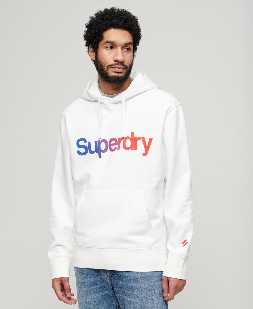 moletom folgado com capuz e logo principal em branco brilhante