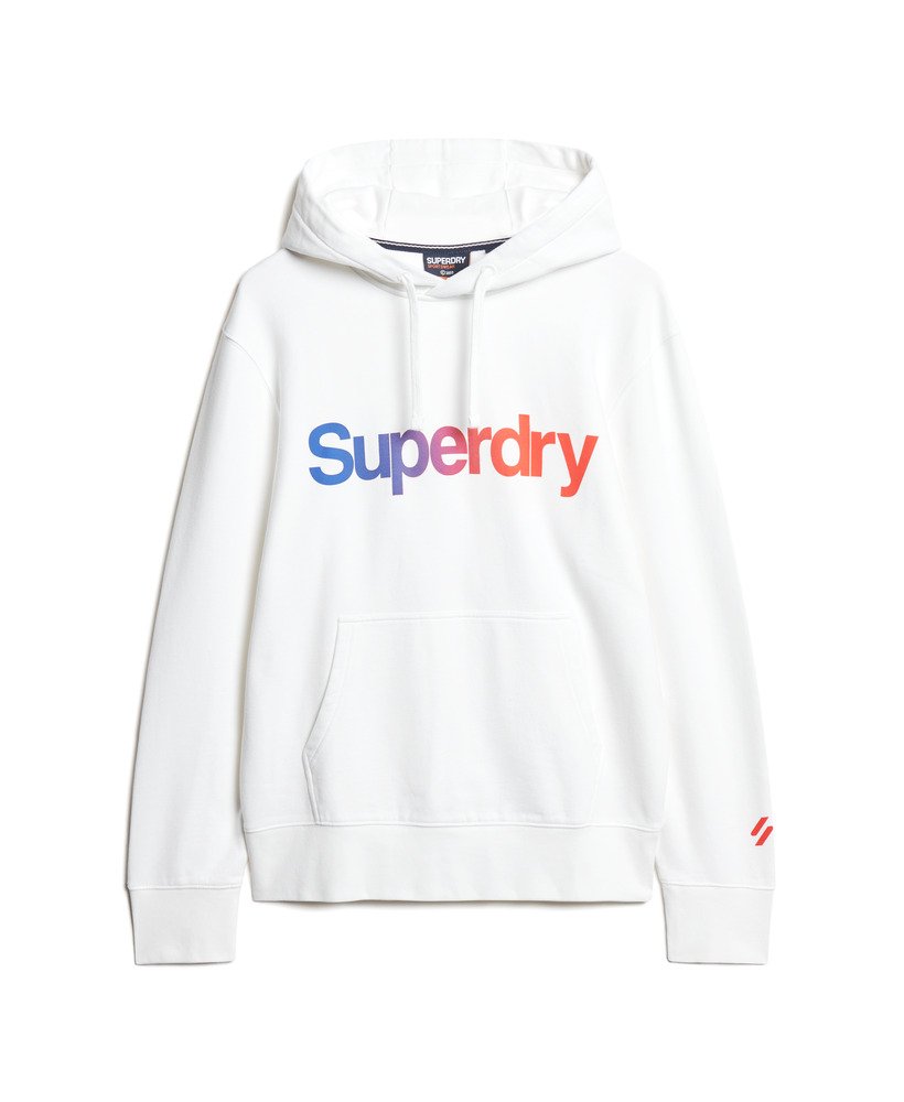moletom folgado com capuz e logo principal em branco brilhante