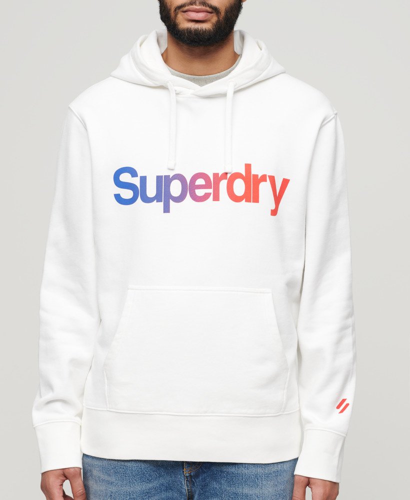 moletom folgado com capuz e logo principal em branco brilhante