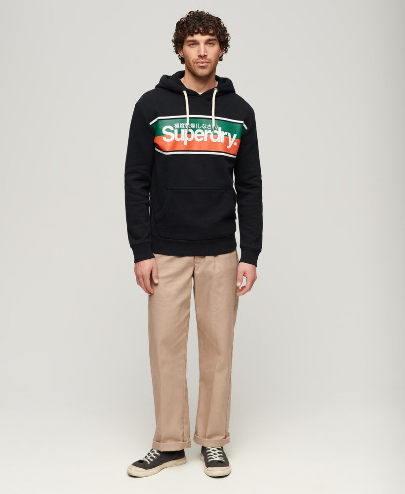moletom com capuz core logo stripe na cor preto jato