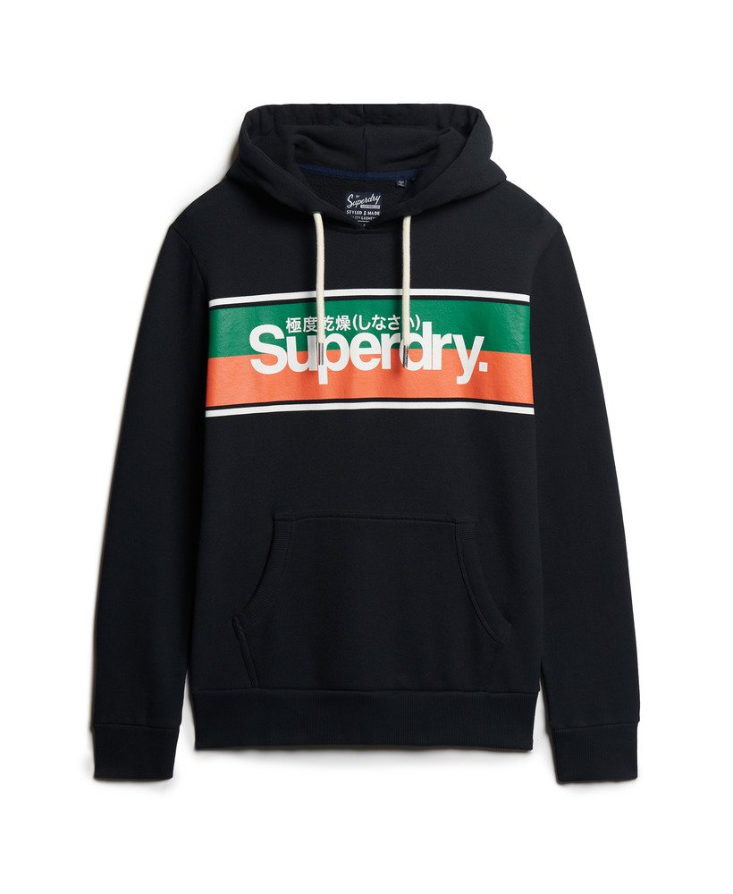 moletom com capuz core logo stripe na cor preto jato