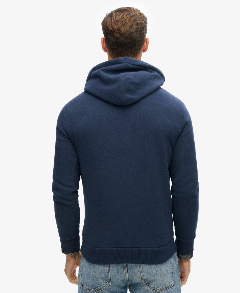 moletom com capuz estampado para atletismo em azul marinho mesclado