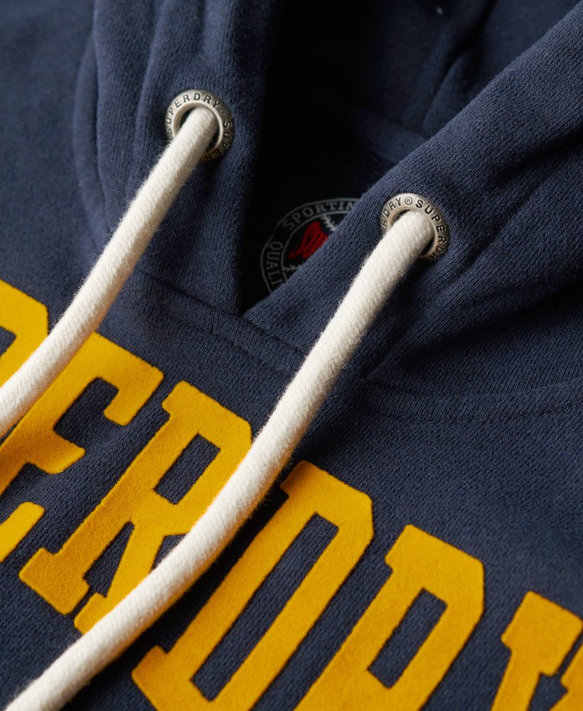moletom com capuz estampado para atletismo em azul marinho mesclado
