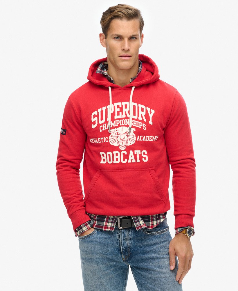 moletom com capuz track field athletic graphic na cor ferra red mescla.