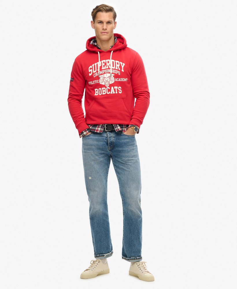 moletom com capuz track field athletic graphic na cor ferra red mescla.